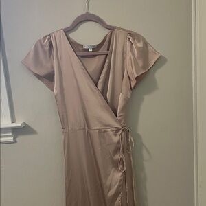 Baltic Born Satin Wrap Dress in Champagne